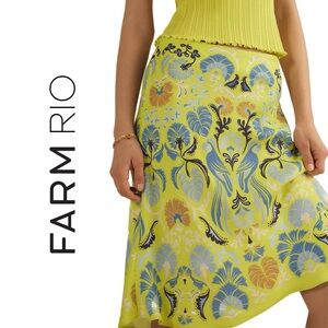 Farm Rio x Anthropologie Sateen Knee-Length Slip Skirt